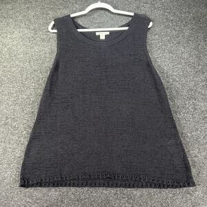 Coldwater Creek Sweater Vest Womens Crochet Size 1X Blue Chunky Boxy